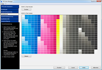 Screenshot von der Erstellung einer Grundlinearisierung in EFI Colorproof XF